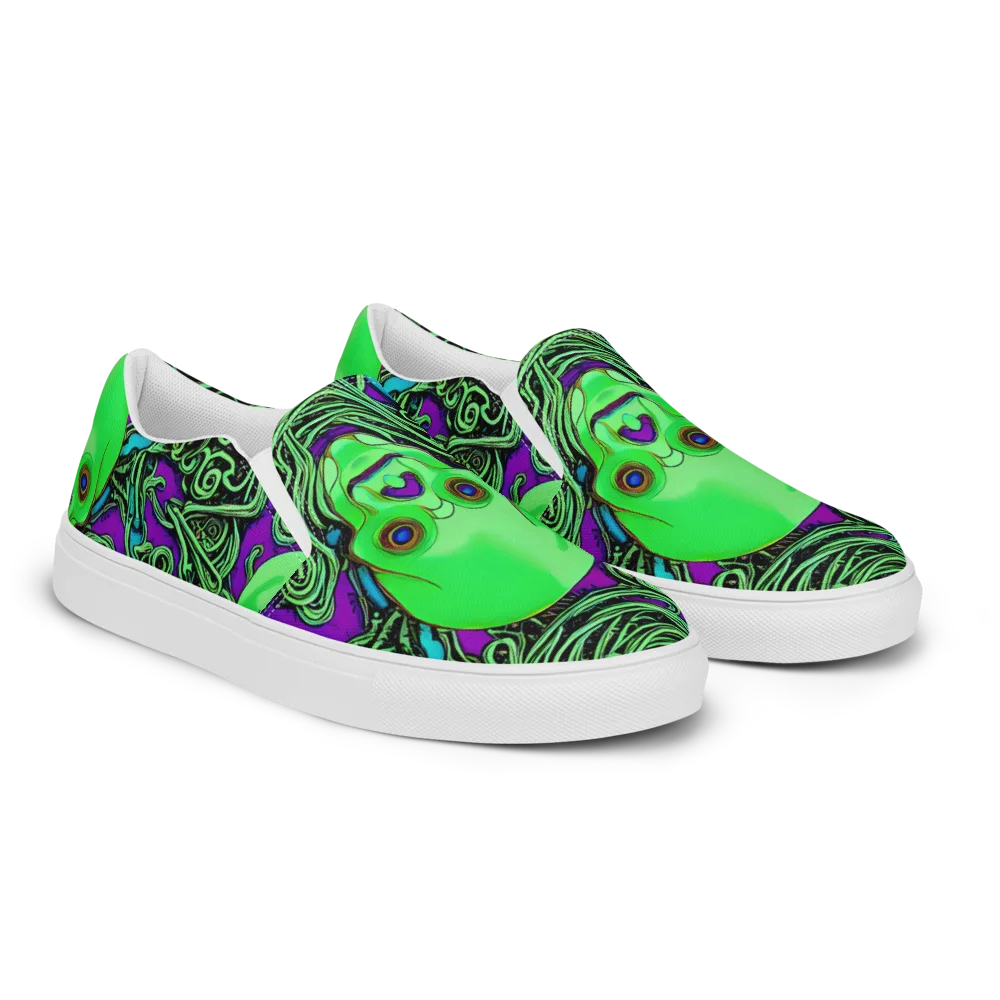 Ghostly Labyrinth on Women's Slip-On Canvas Shoes — Right Front