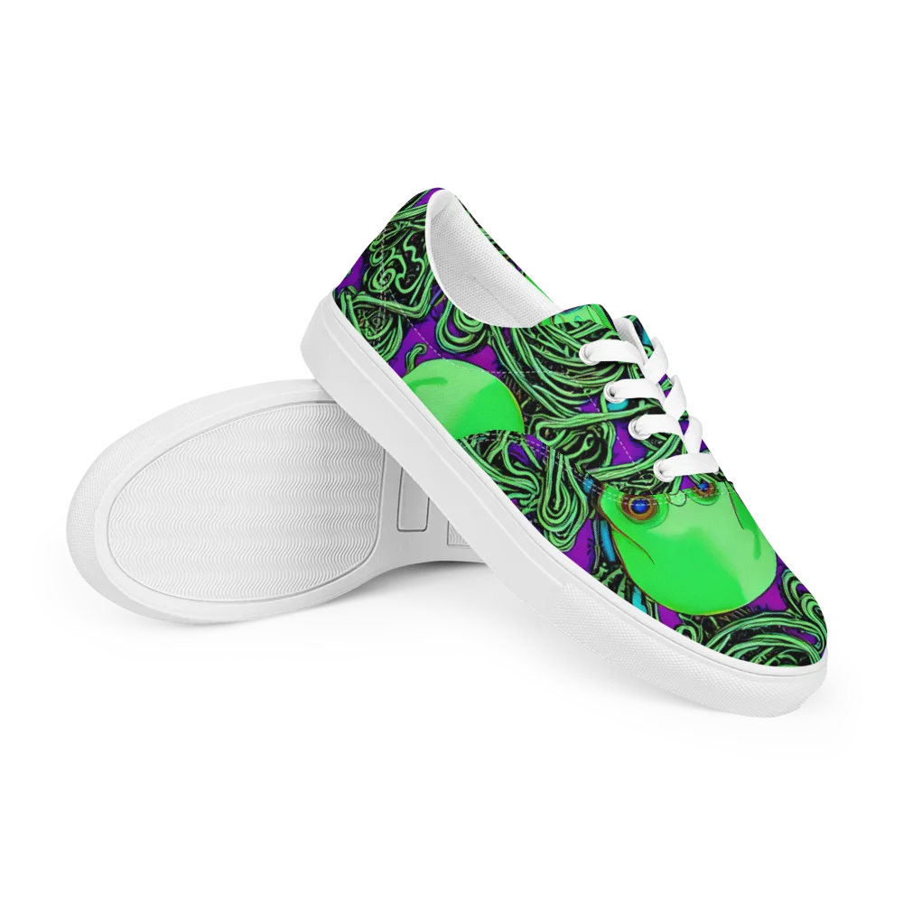 Ghostly Labyrinth on Men's Lace-Up Canvas Shoes — Right Front