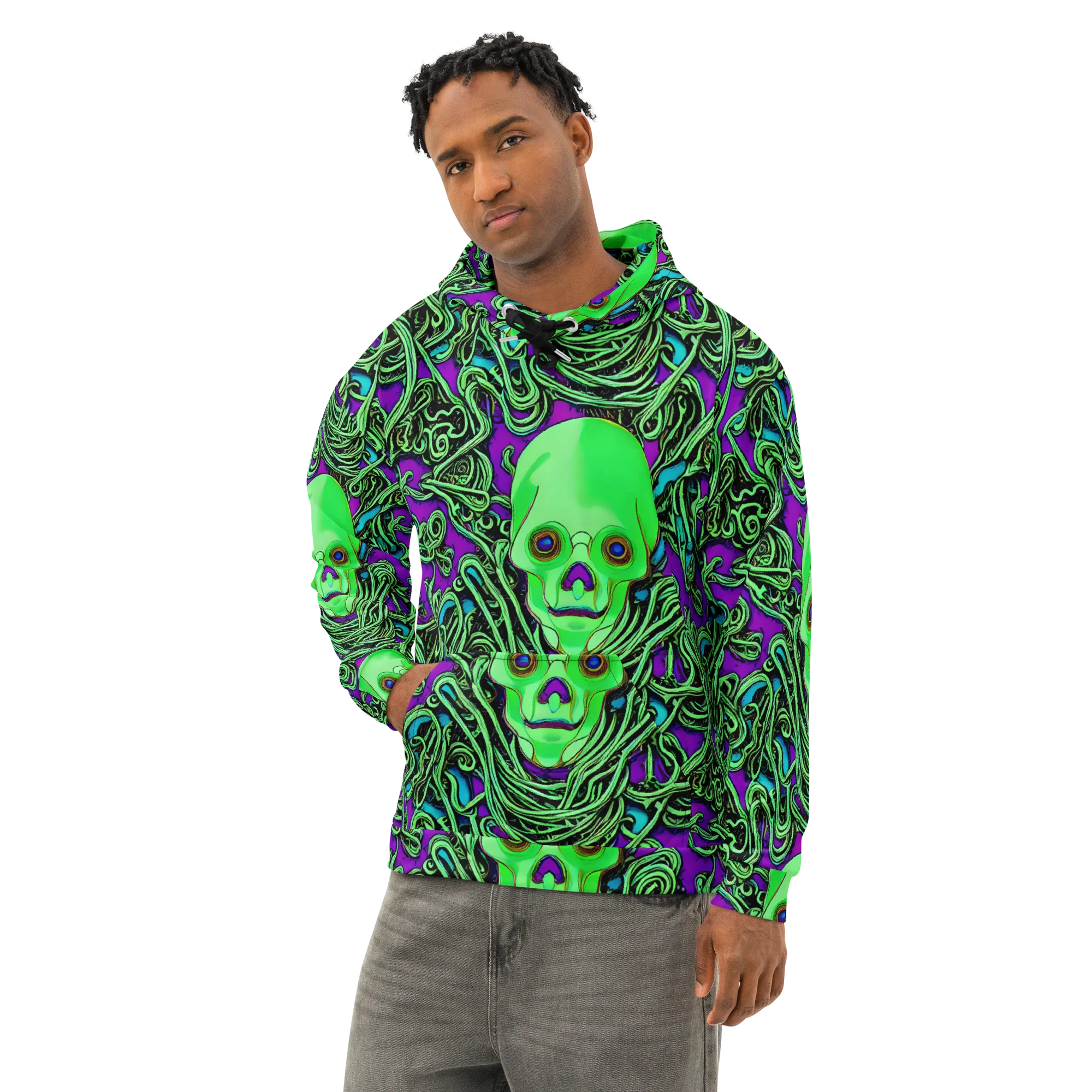 Ghostly Labyrinth on Cotton Hoodie — Left Front