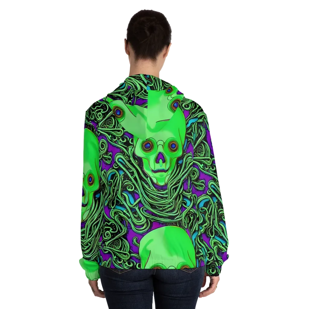 Ghostly Labyrinth on Women's Full-Zip Hoodie — Back On Person