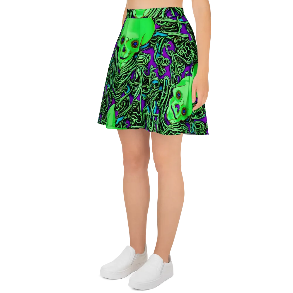Ghostly Labyrinth on Skater Skirt — Left