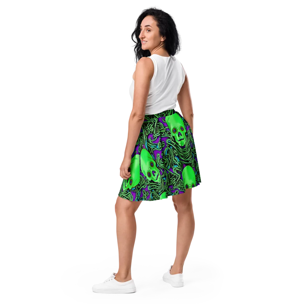 Ghostly Labyrinth on Skater Skirt — Back