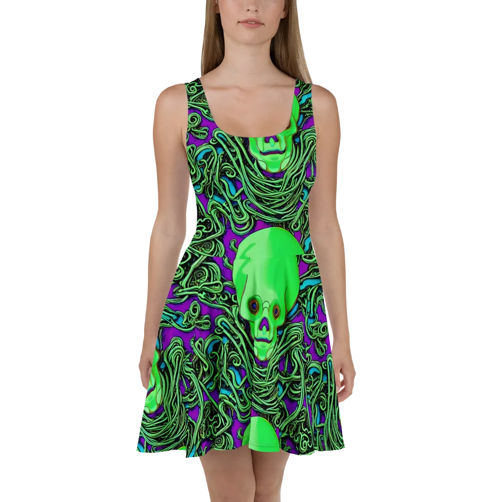 Ghostly Labyrinth on Skater Dress — Front