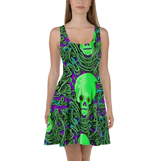 Ghostly Labyrinth on a Skater Dress