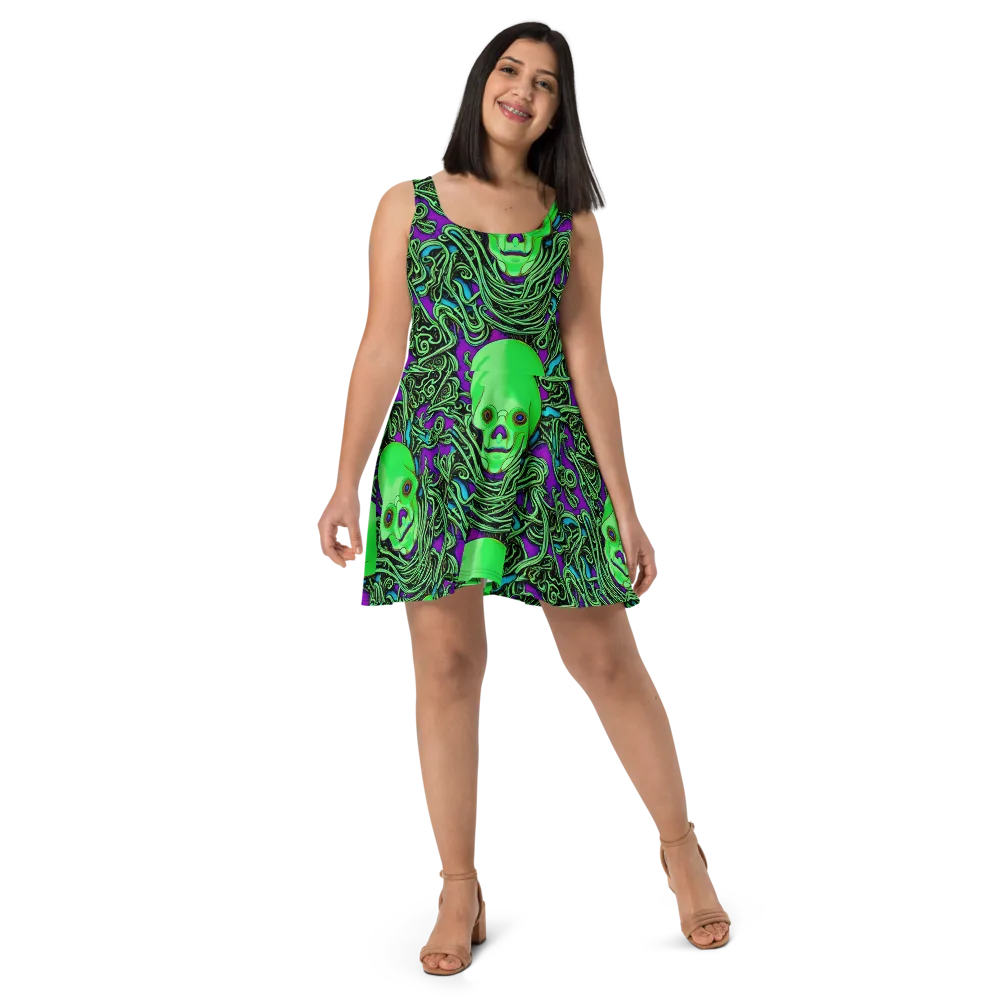 Ghostly Labyrinth on Skater Dress — Front
