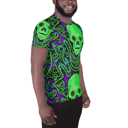 Ghostly Labyrinth on a Men's Athletic T-Shirt
