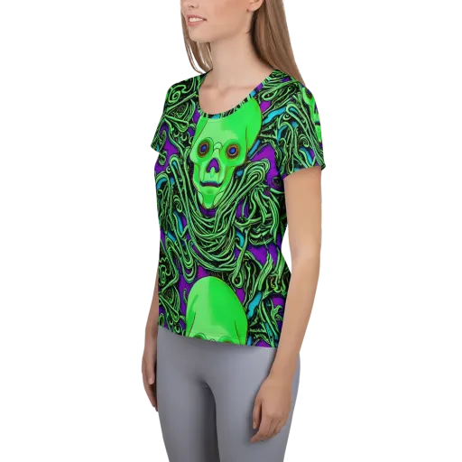 Ghostly Labyrinth on a Women's Athletic T-Shirt