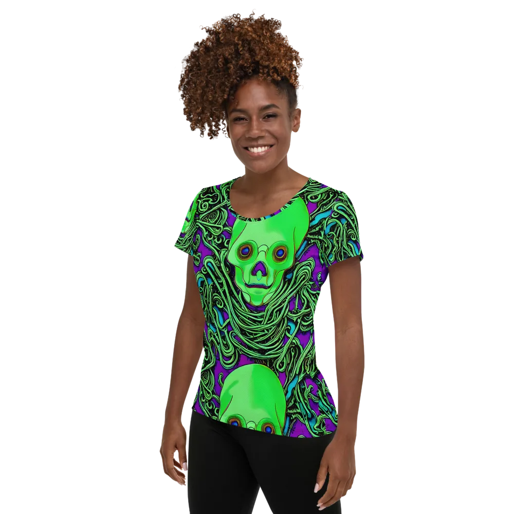 Ghostly Labyrinth on Women's Athletic T-Shirt — Left