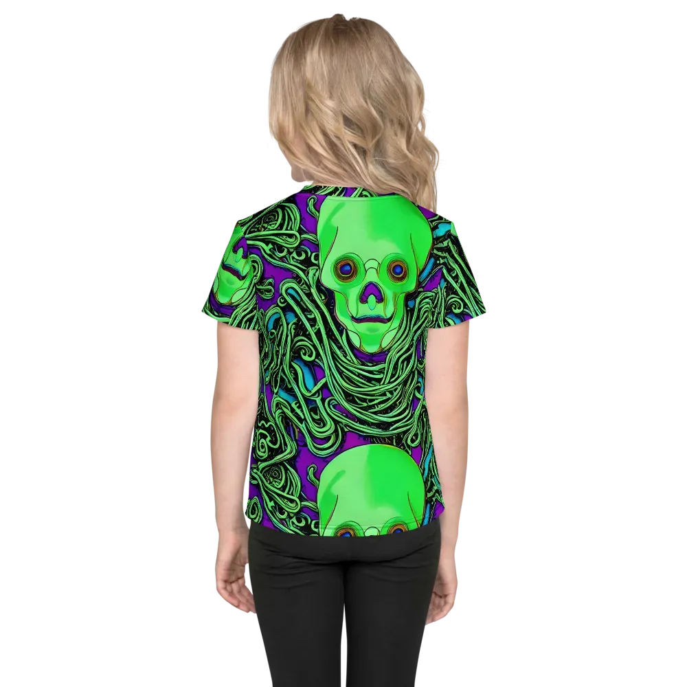 Ghostly Labyrinth on Kids Crew Neck T-Shirt — Back