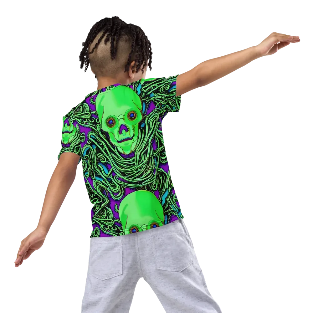 Ghostly Labyrinth on Kids Crew Neck T-Shirt — Back