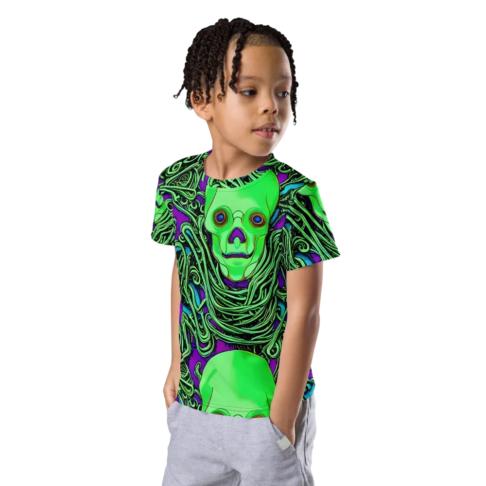 Ghostly Labyrinth on Kids Crew Neck T-Shirt — Left Front