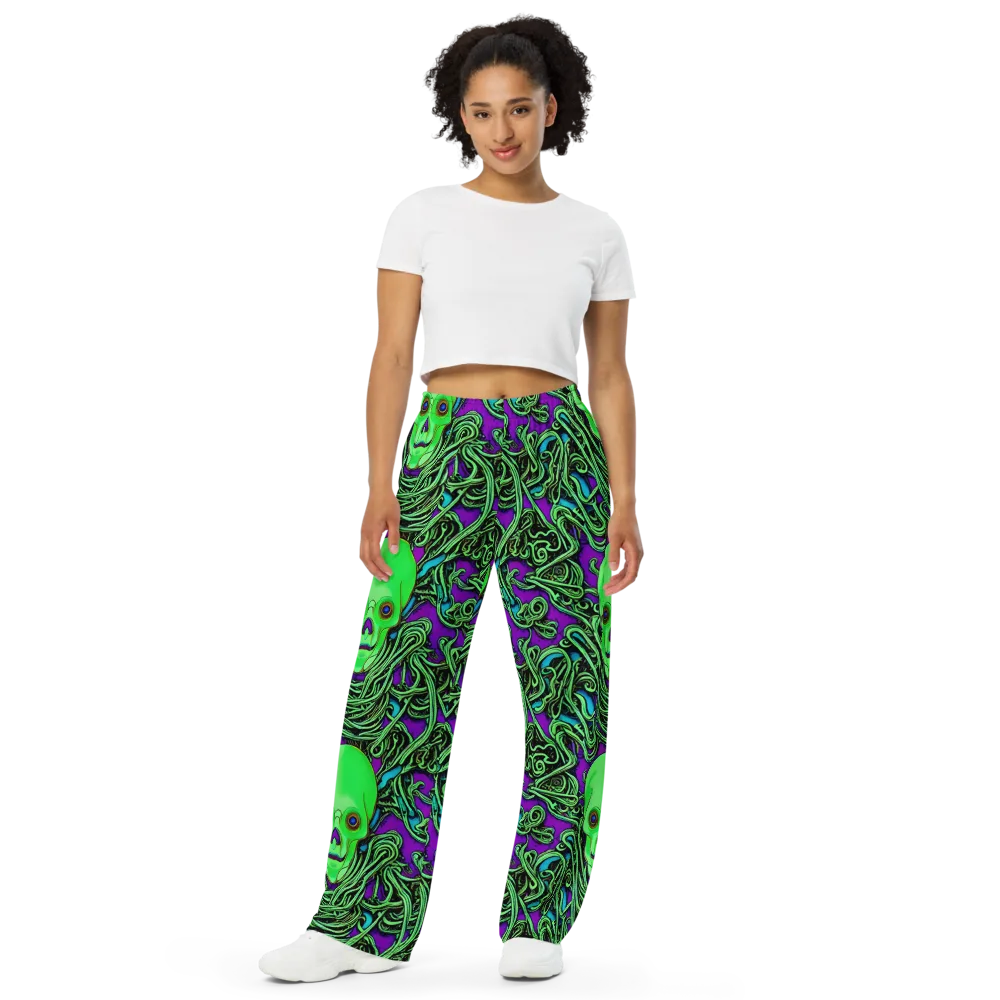 Ghostly Labyrinth on Wide-Leg Pants — Front