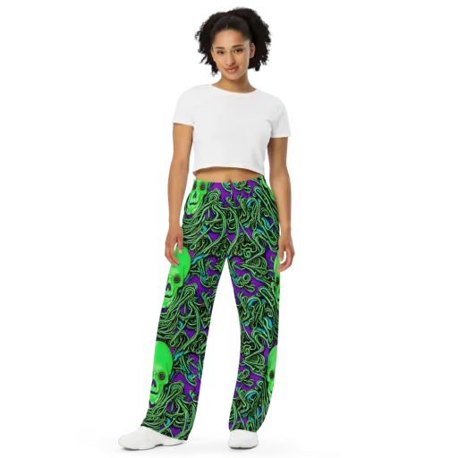 Ghostly Labyrinth on a Wide-Leg Pants