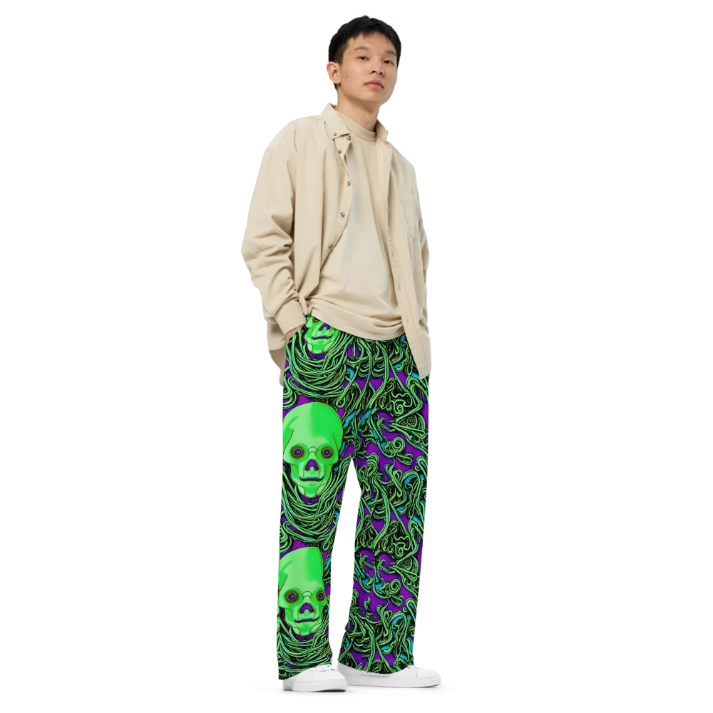 Ghostly Labyrinth on Wide-Leg Pants — Right Front