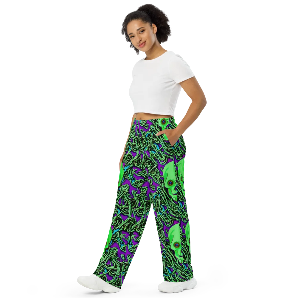 Ghostly Labyrinth on Wide-Leg Pants — Left Front