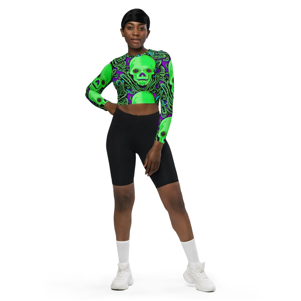 Ghostly Labyrinth on Long Sleeve Crop Top — Front