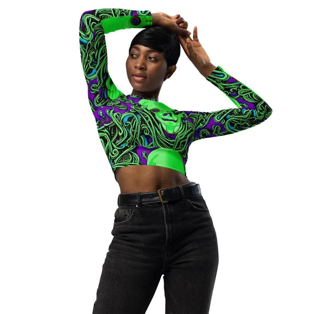 Ghostly Labyrinth on Long Sleeve Crop Top — Front