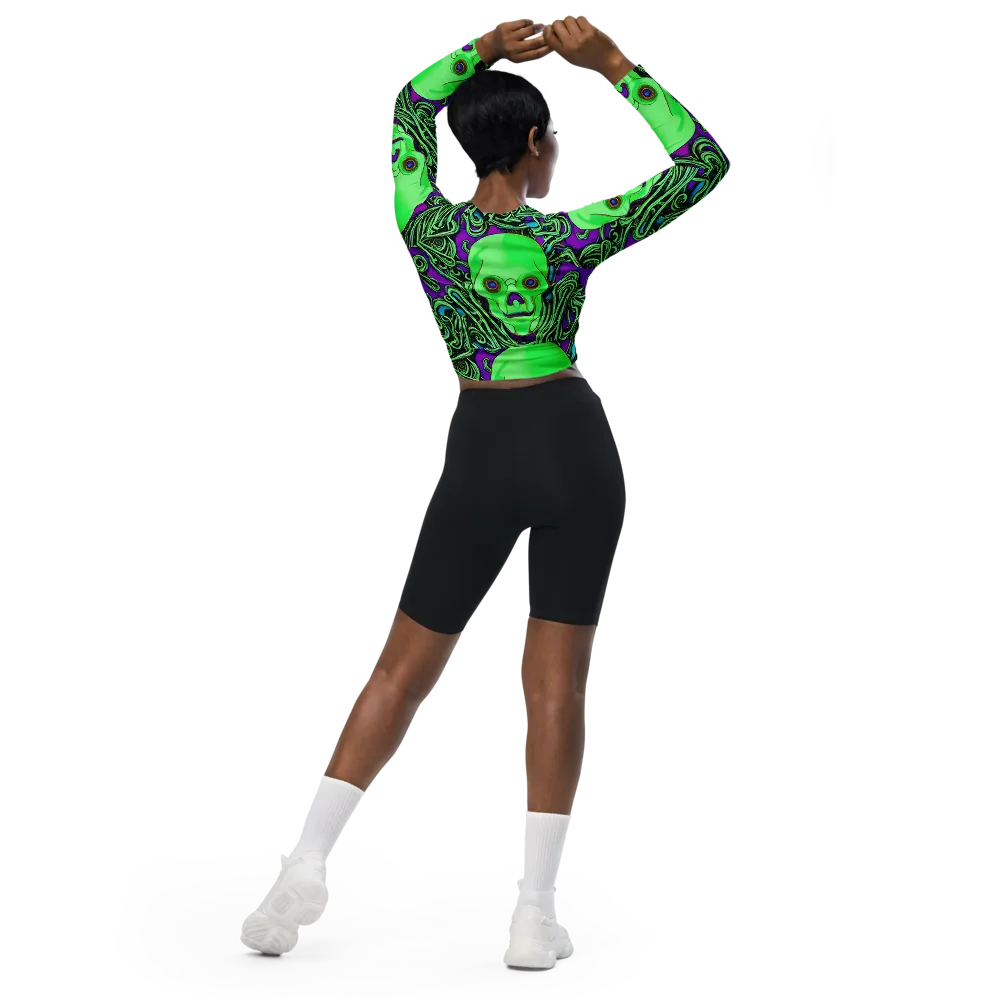 Ghostly Labyrinth on Long Sleeve Crop Top — Back