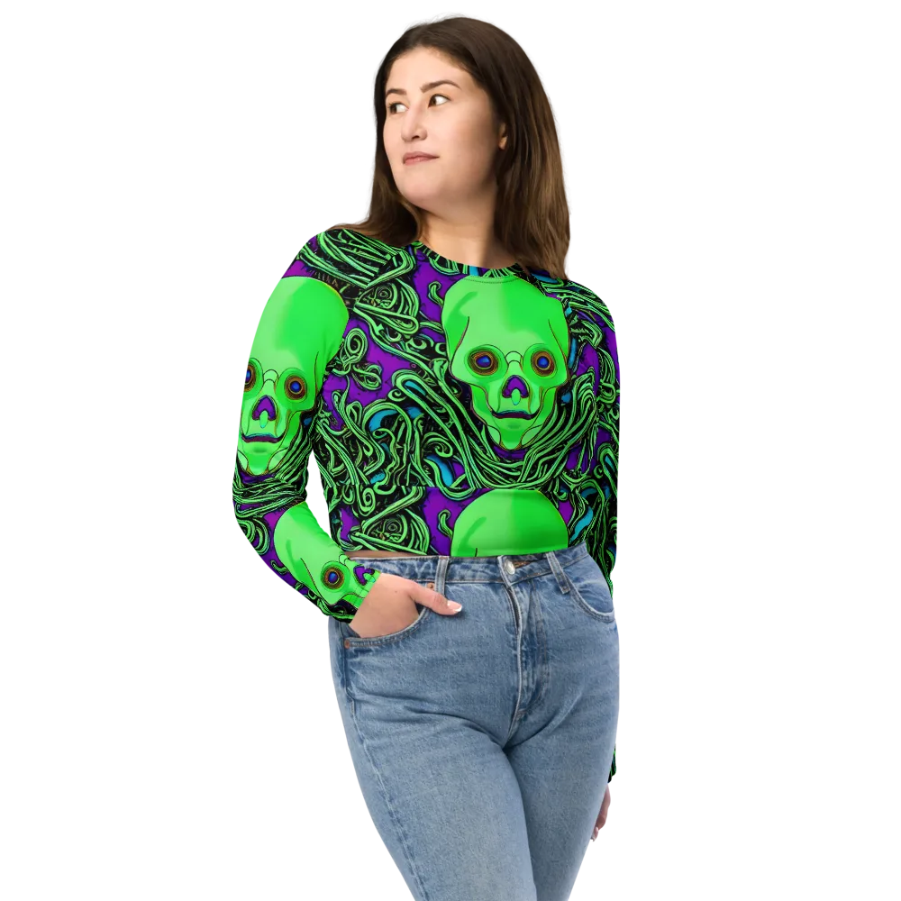 Ghostly Labyrinth on Long Sleeve Crop Top — Front