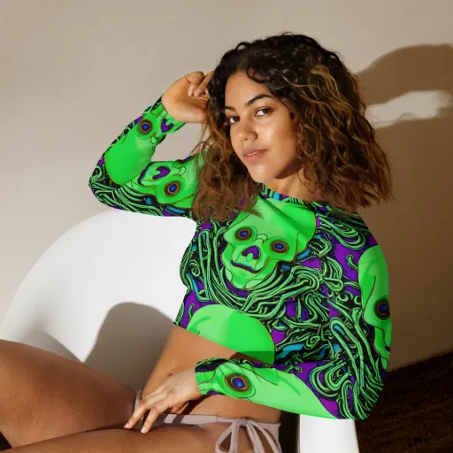 Ghostly Labyrinth on a Long Sleeve Crop Top