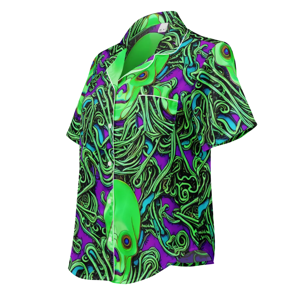 Ghostly Labyrinth on Women's Short Sleeve Pajama Top — Left Front