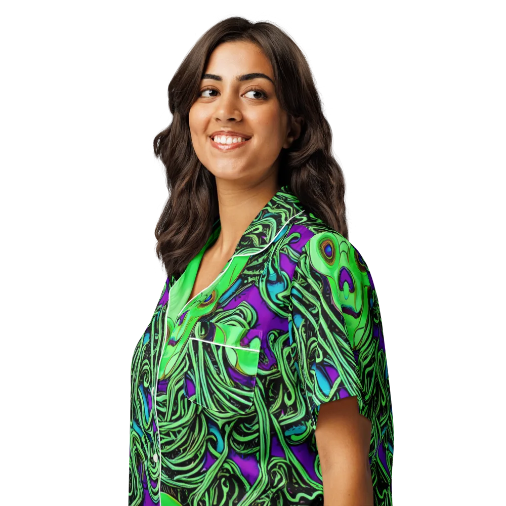 Ghostly Labyrinth on Women's Short Sleeve Pajama Top — Left Front
