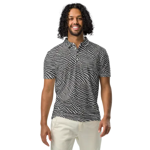 Hypnotic Waves on a Men's Slim Fit Polo Shirt