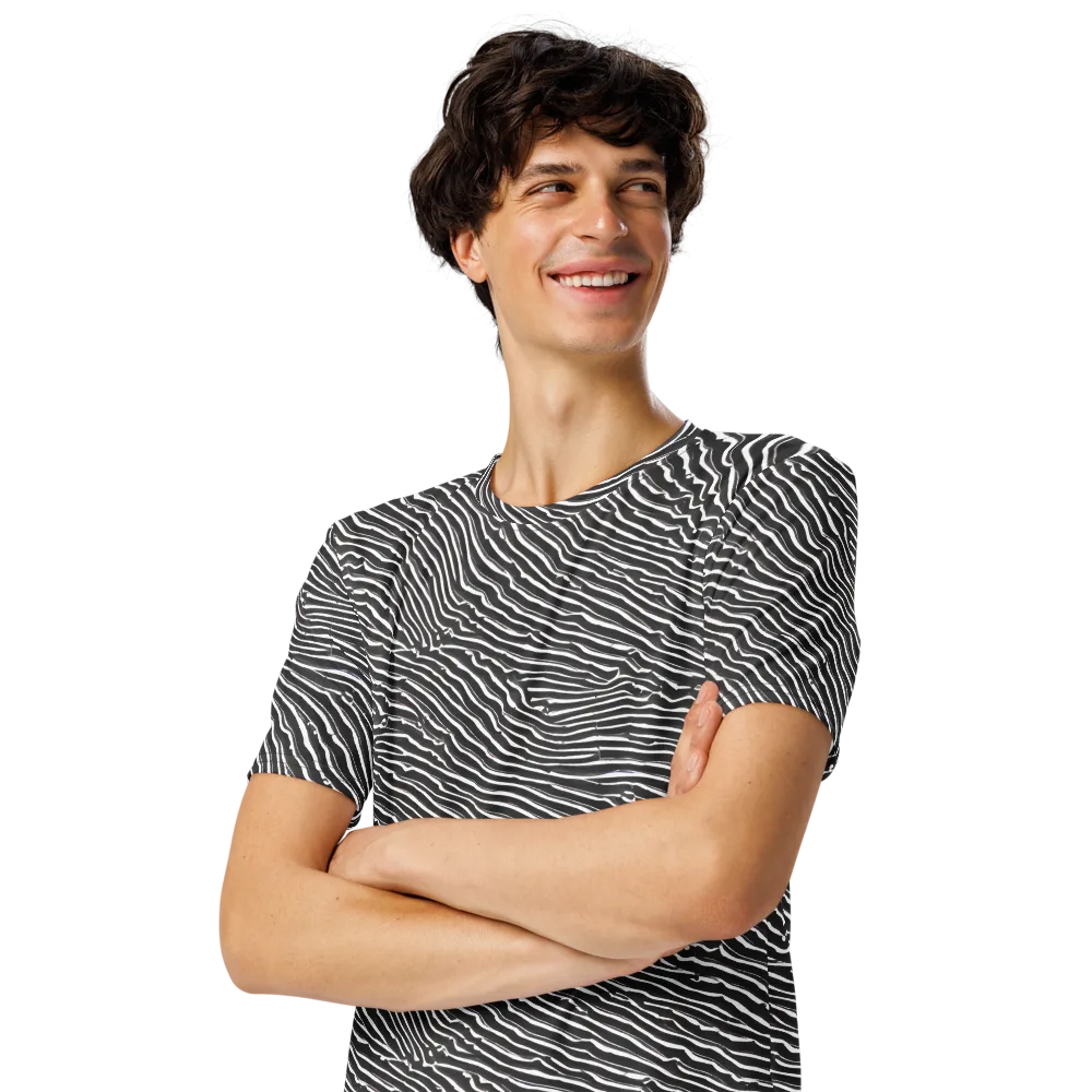 Hypnotic Waves on Men's Crew Neck T-Shirt — Left Front