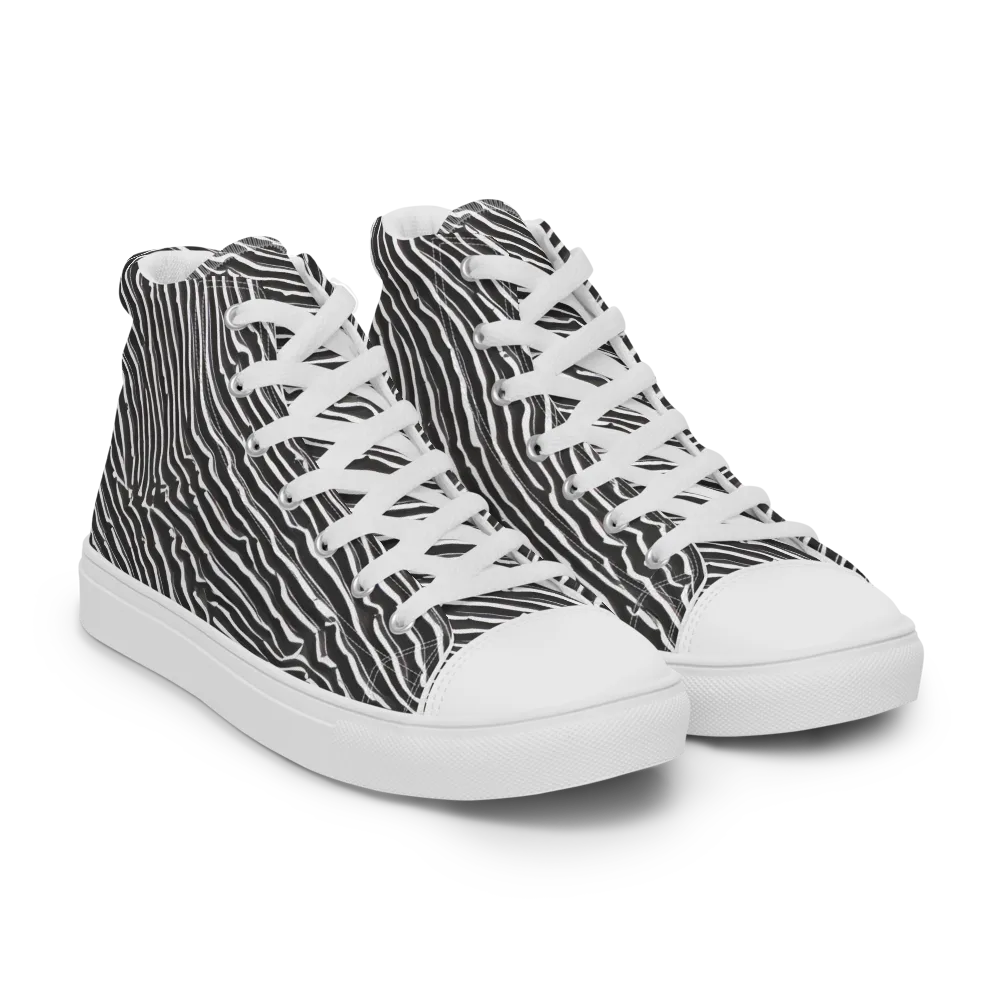 Hypnotic Waves on Men's High Top Canvas Shoes — Right Front