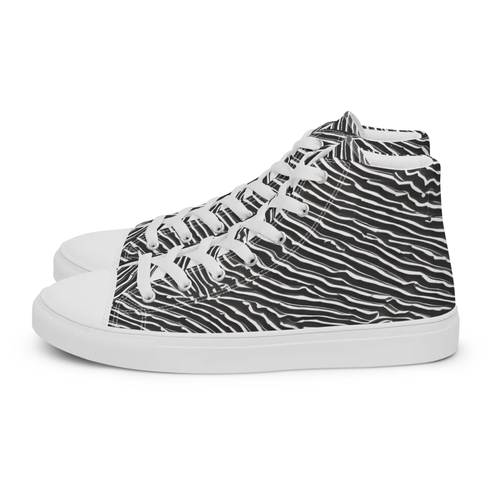 Hypnotic Waves on Men's High Top Canvas Shoes — Left