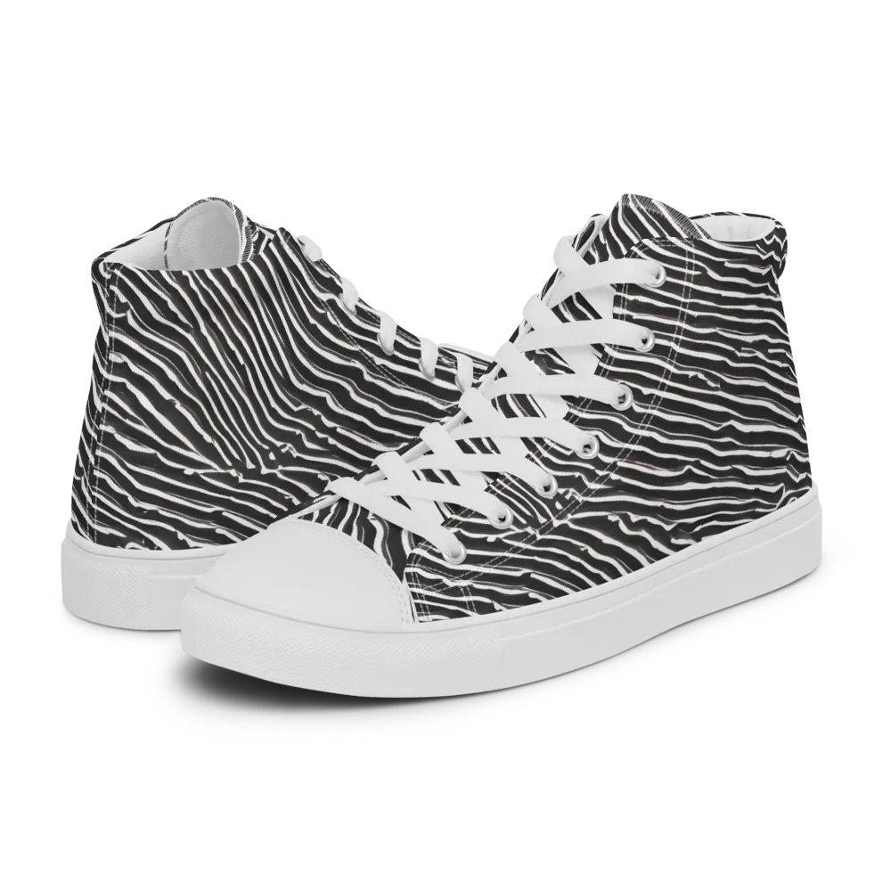 Hypnotic Waves on Men's High Top Canvas Shoes — Left