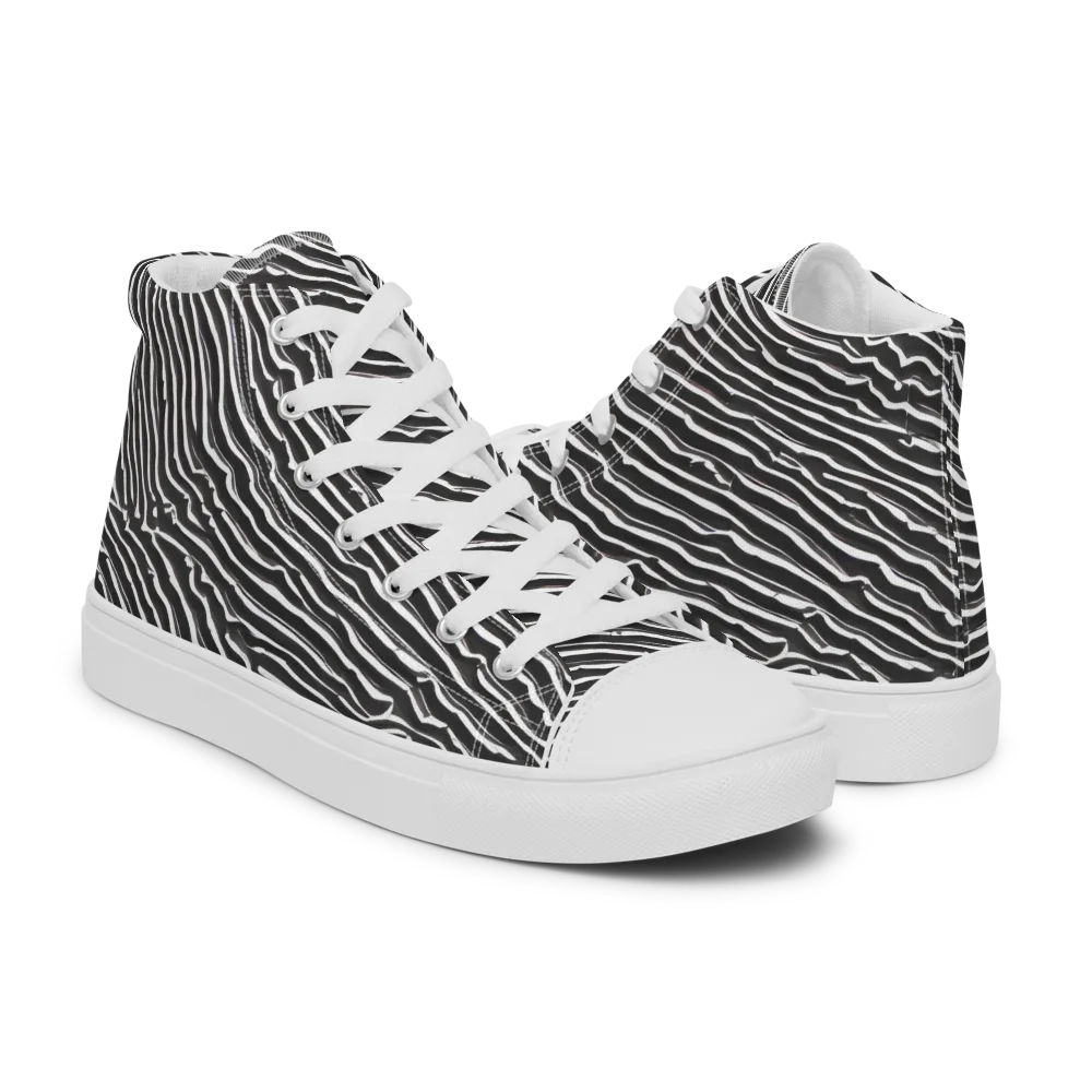 Hypnotic Waves on Men's High Top Canvas Shoes — Right