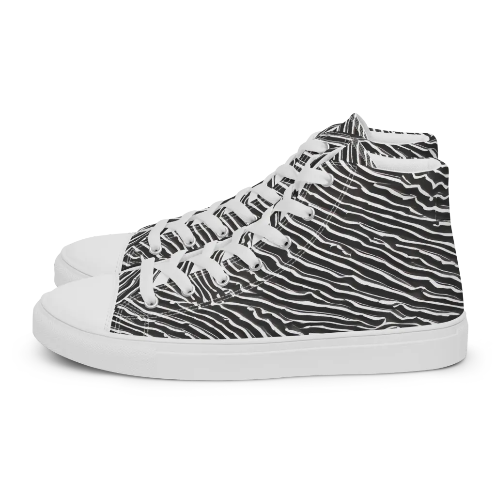Hypnotic Waves on Women's High Top Canvas Shoes — Left