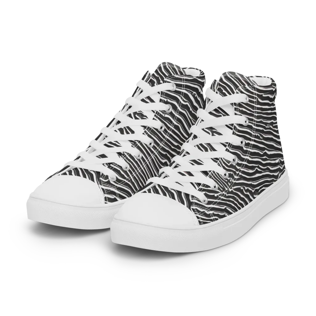 Hypnotic Waves on Women's High Top Canvas Shoes — Left Front