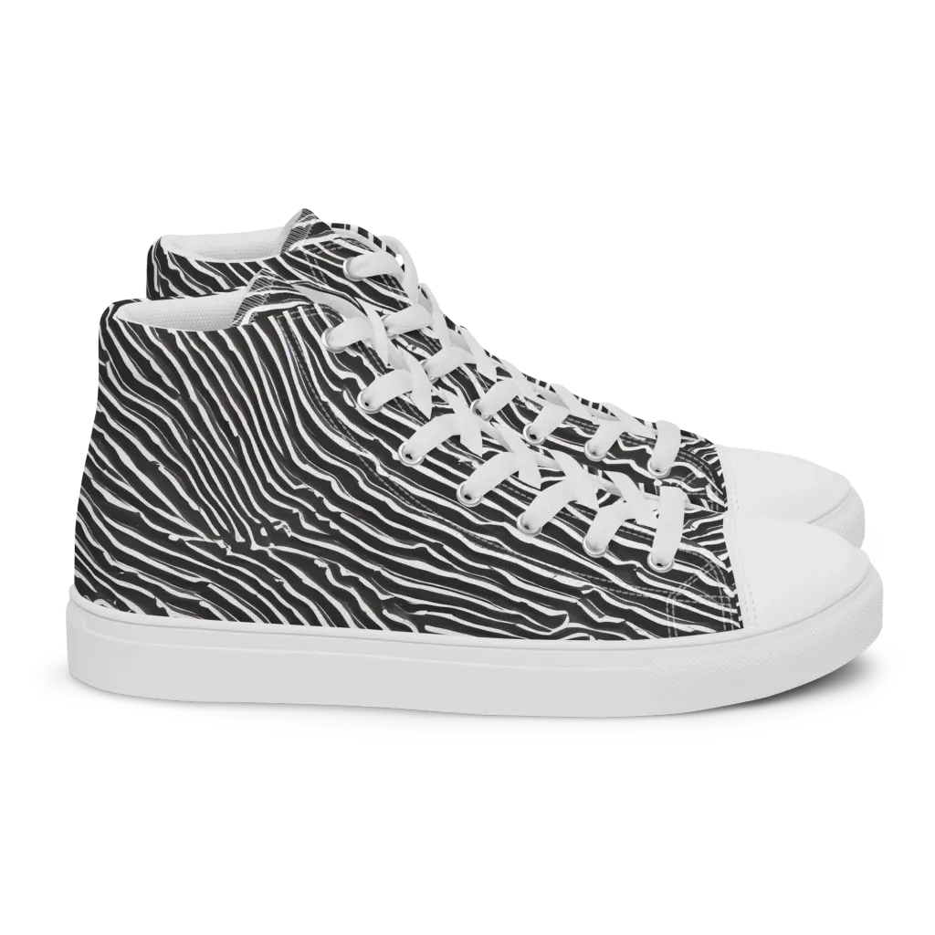 Hypnotic Waves on Women's High Top Canvas Shoes — Right