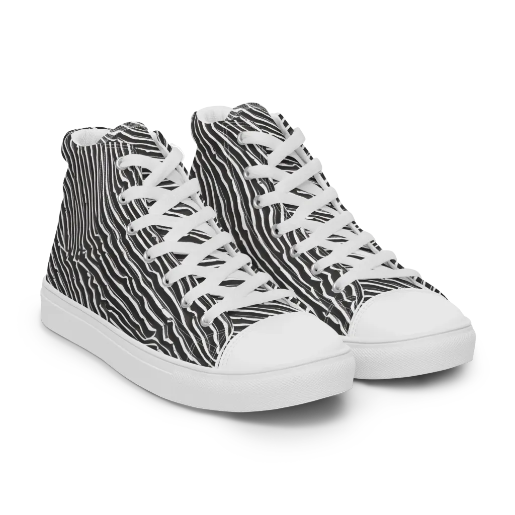Hypnotic Waves on Women's High Top Canvas Shoes — Right Front