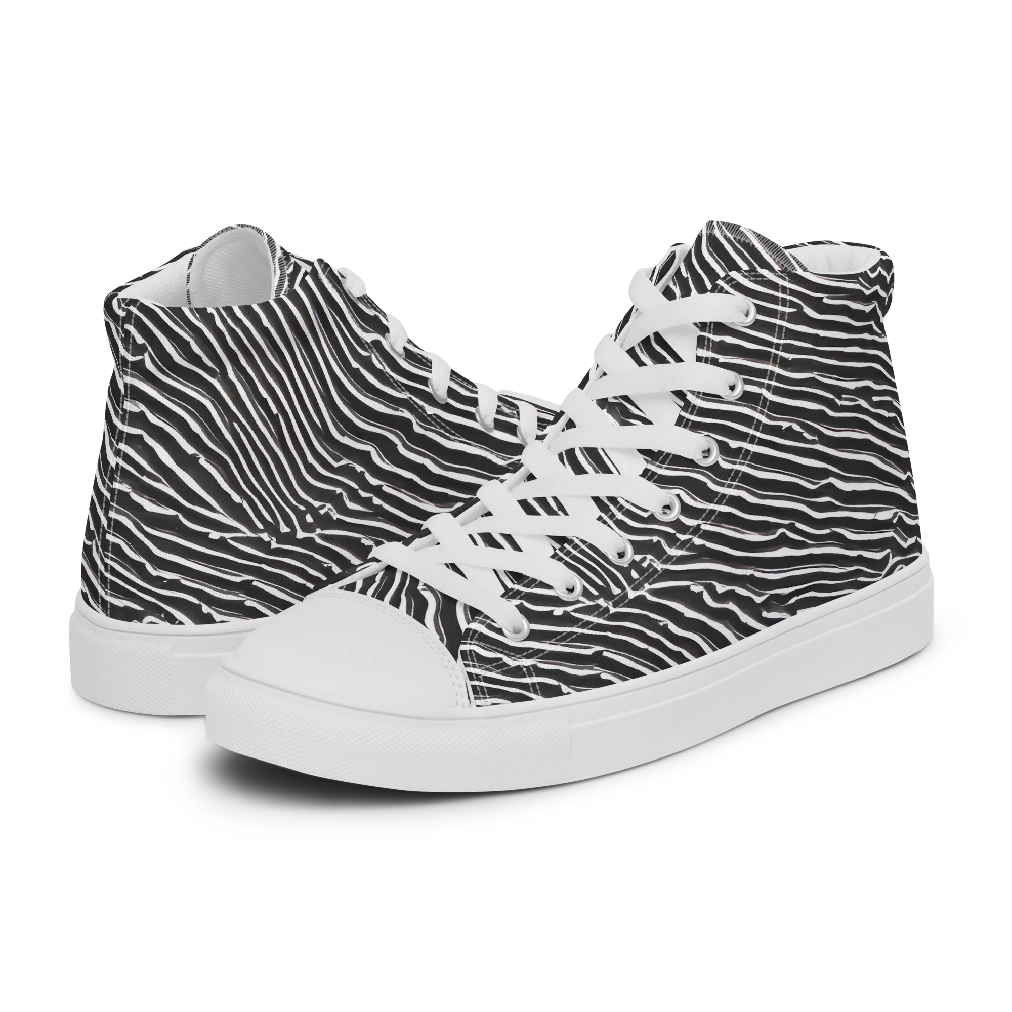 Hypnotic Waves on Women's High Top Canvas Shoes — Left
