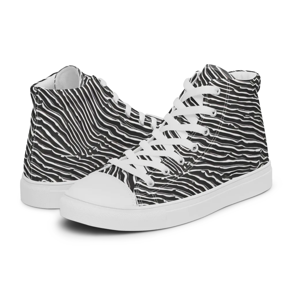 Hypnotic Waves on Women's High Top Canvas Shoes — Left