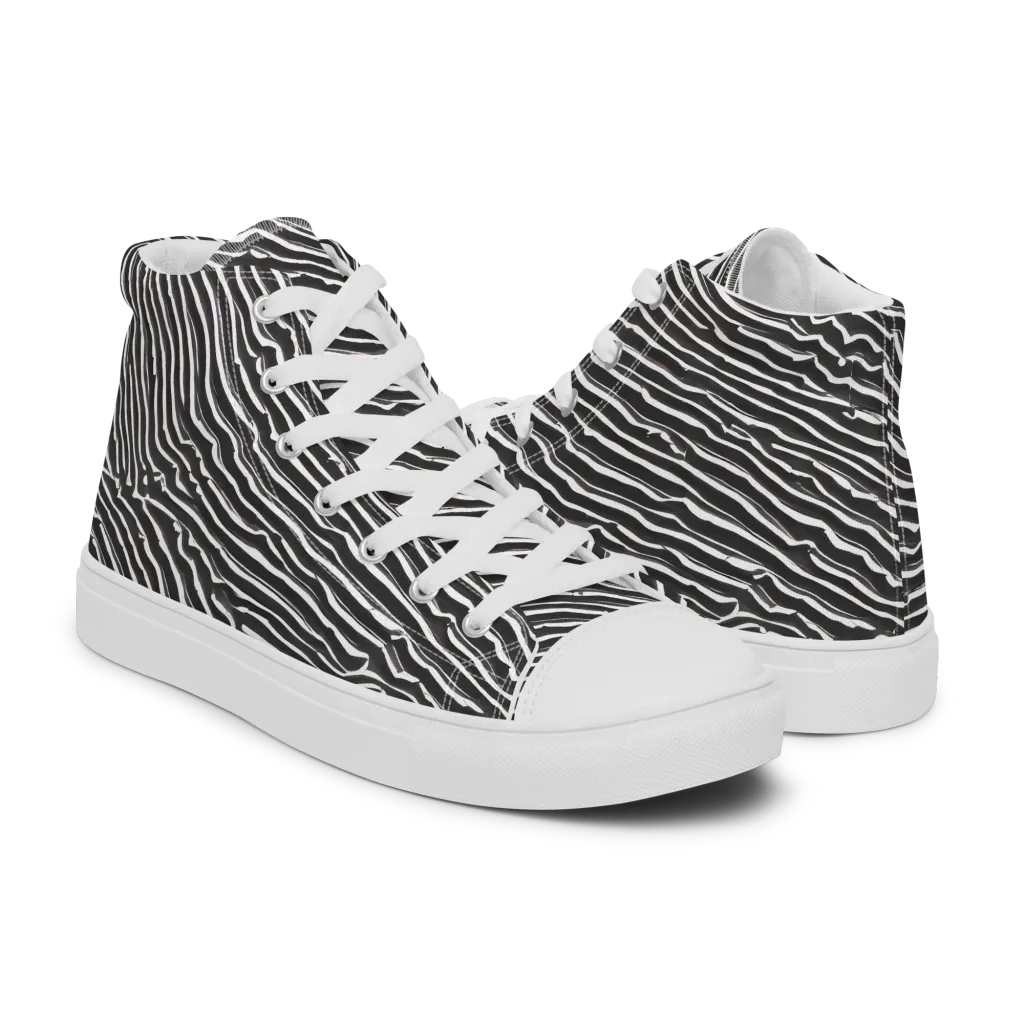 Hypnotic Waves on Women's High Top Canvas Shoes — Right