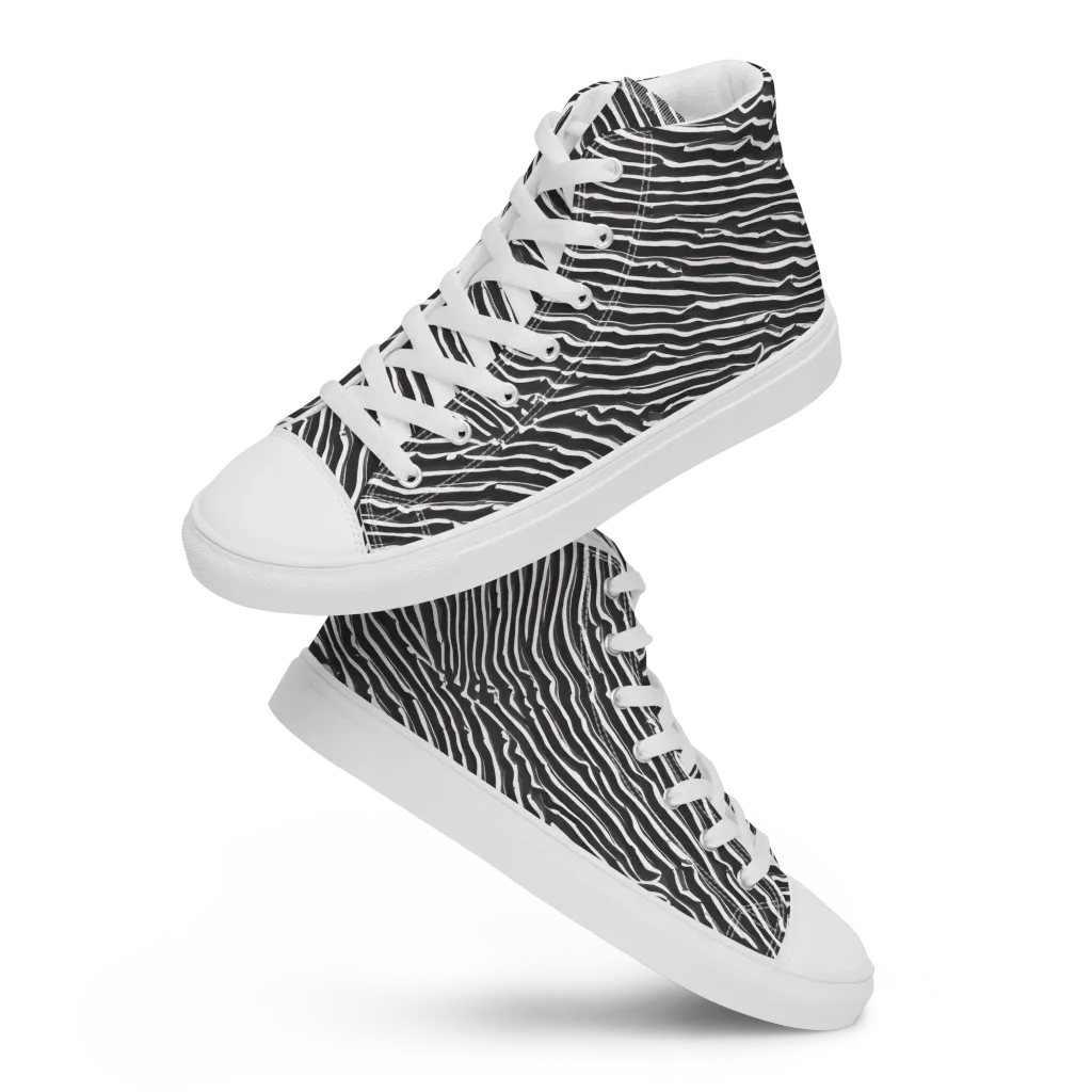Hypnotic Waves on Women's High Top Canvas Shoes — Front