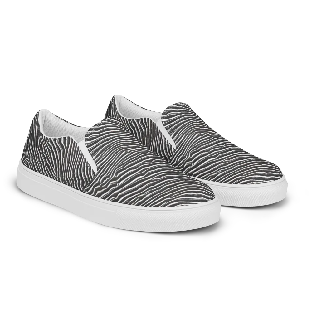 Hypnotic Waves on Men's Slip-On Canvas Shoes — Right Front