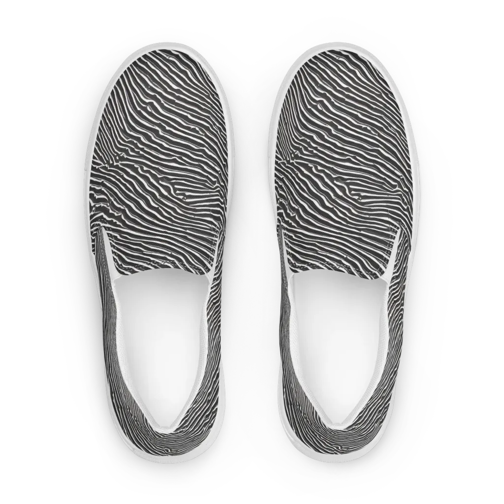 Hypnotic Waves on Women's Slip-On Canvas Shoes — Front