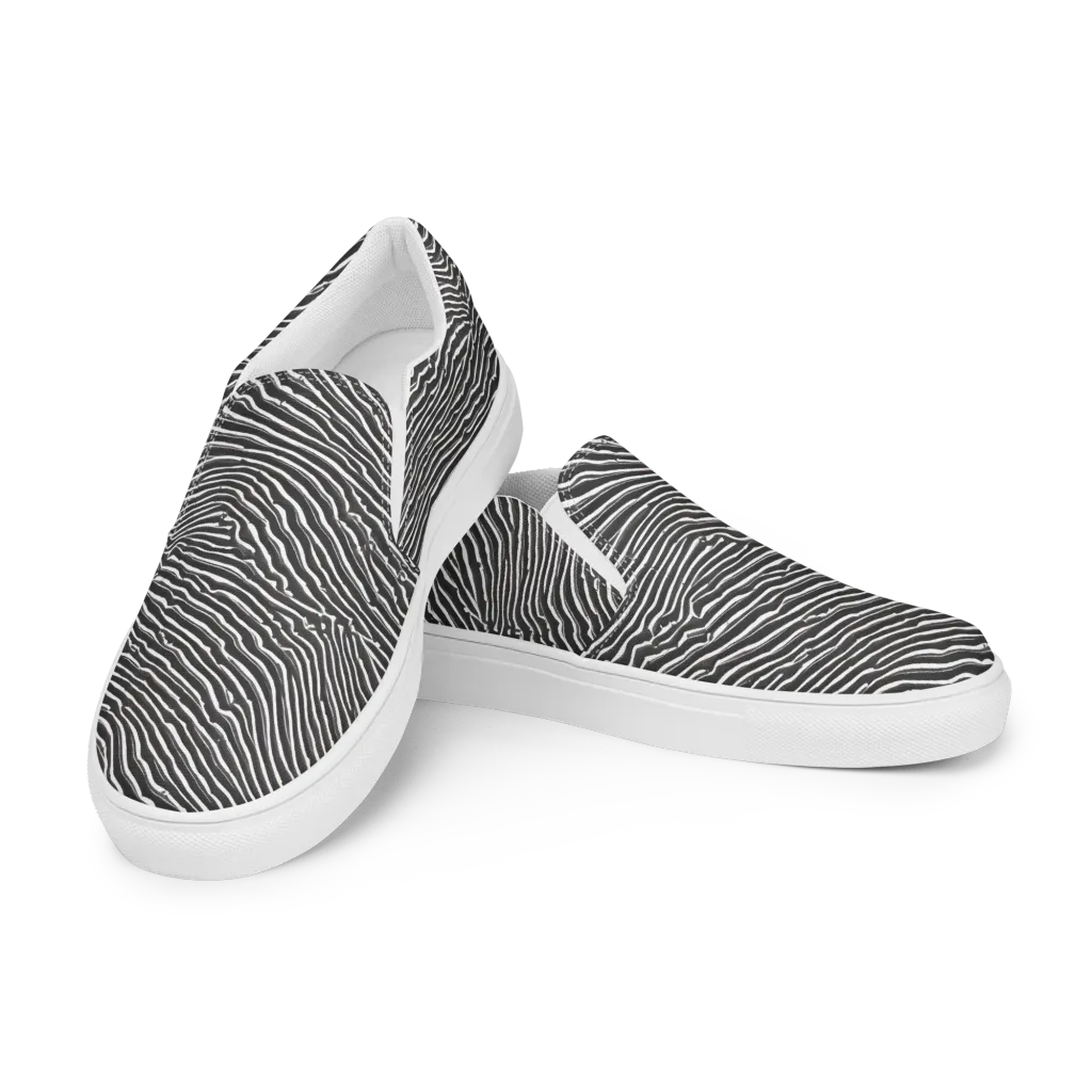 Hypnotic Waves on Women's Slip-On Canvas Shoes — Left Front