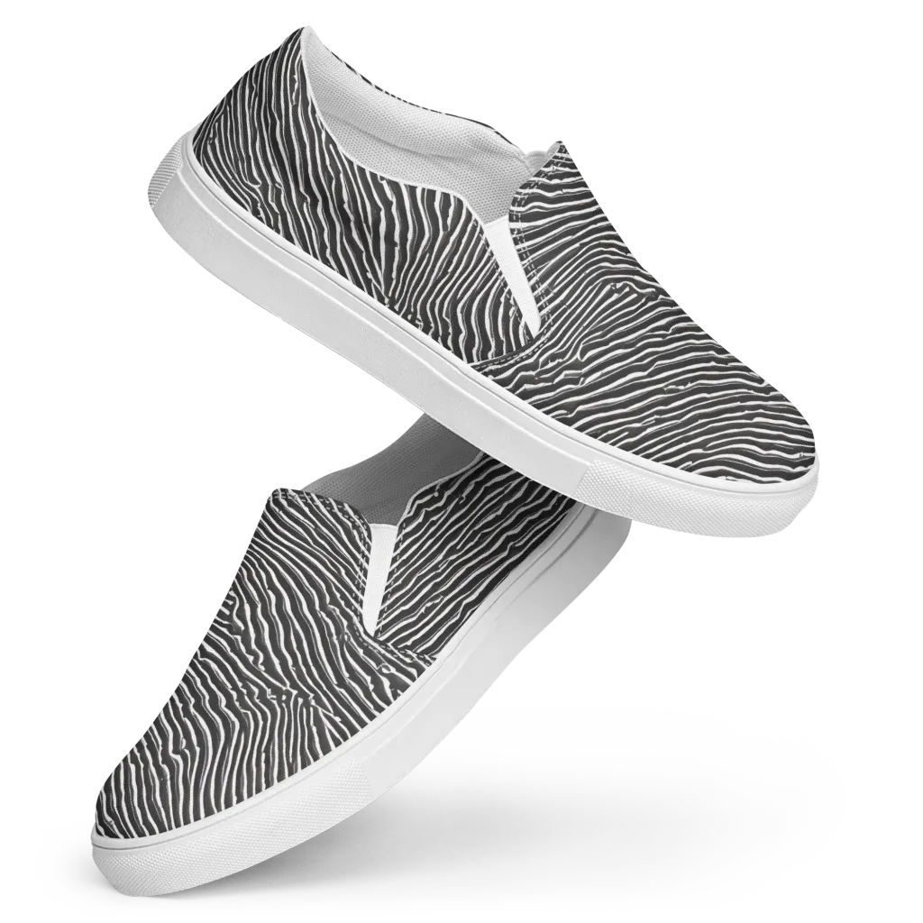 Hypnotic Waves on Women's Slip-On Canvas Shoes — Front