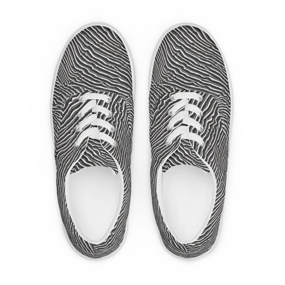 Hypnotic Waves on Men's Lace-Up Canvas Shoes — Front