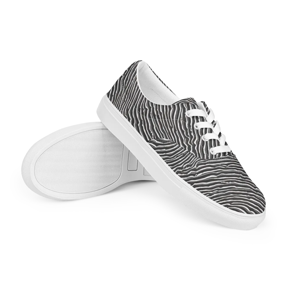 Hypnotic Waves on Men's Lace-Up Canvas Shoes — Right Front