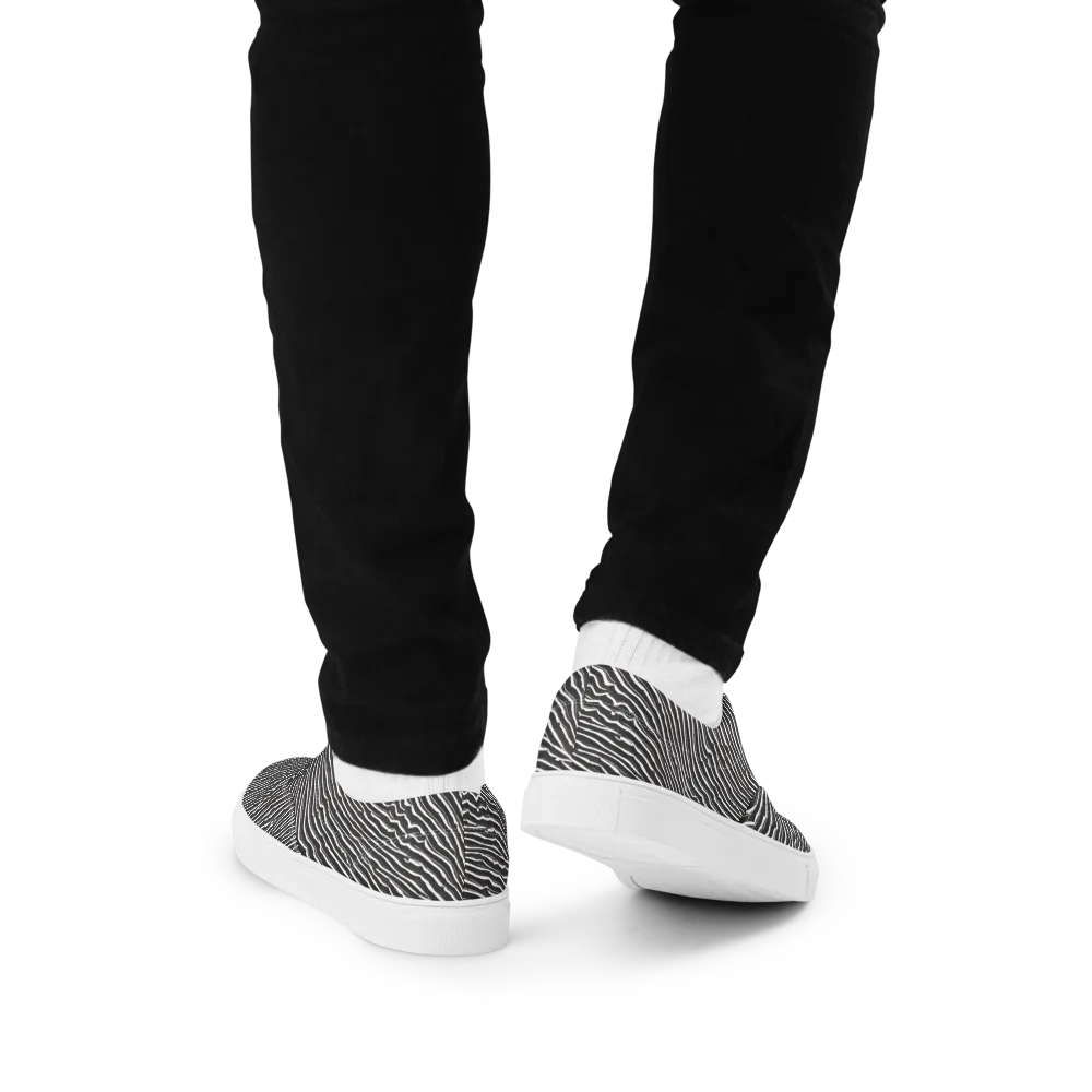 Hypnotic Waves on Men's Lace-Up Canvas Shoes — Back