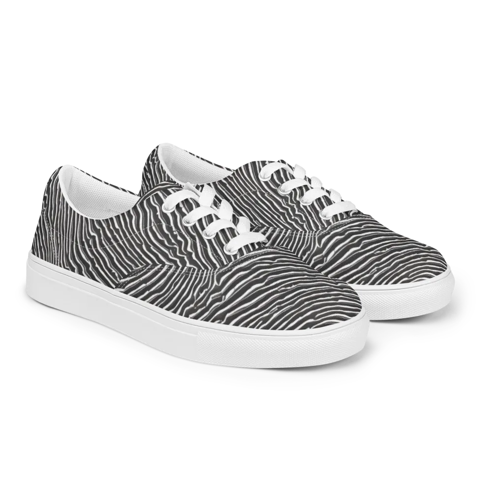 Hypnotic Waves on Men's Lace-Up Canvas Shoes — Right Front