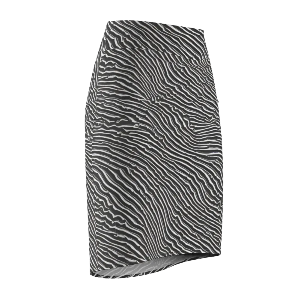Hypnotic Waves on Pencil Skirt — Front Side