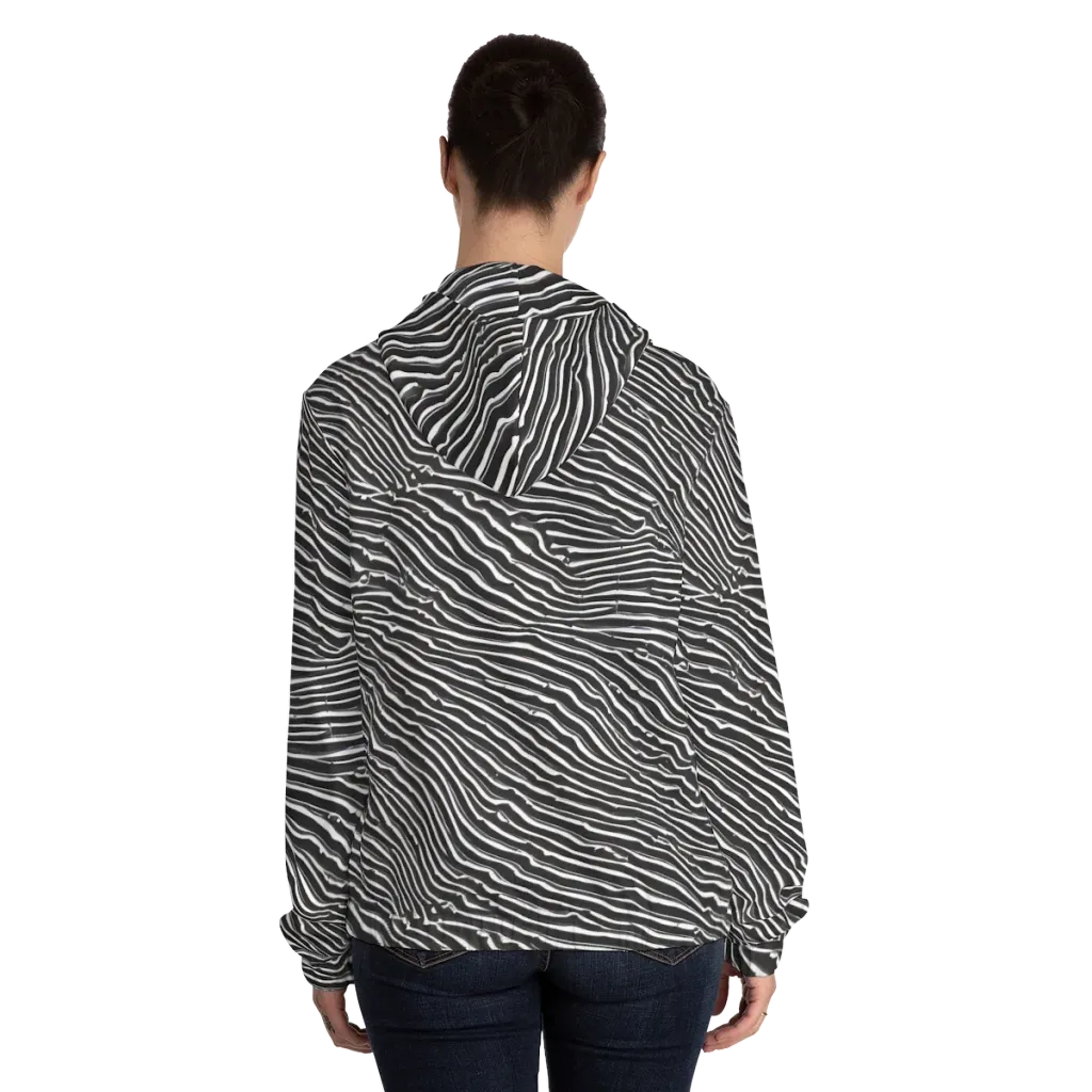 Hypnotic Waves on Women's Full-Zip Hoodie — Back On Person